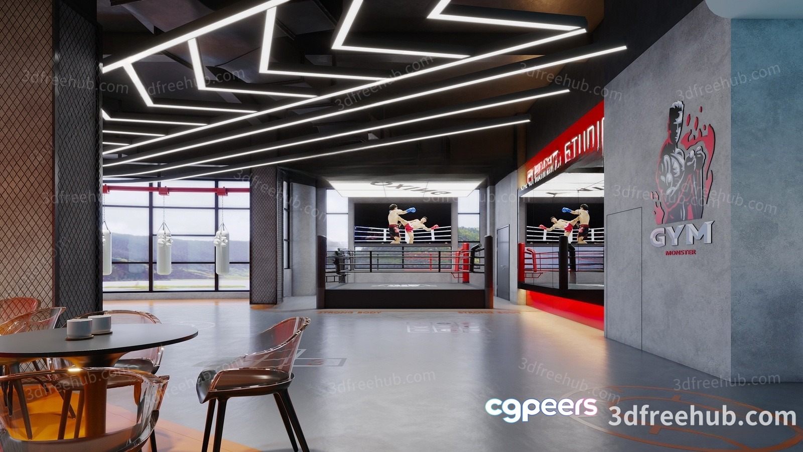Modern Gym Interior 3D Model - 19370 - VRAY Render