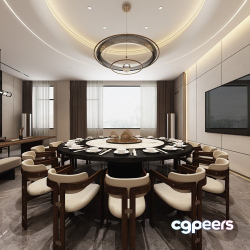 Modern Dining Room 3D Model - 18009 - VRAY Render Modern Dining Room 3D Model - 18009 - VRAY Render