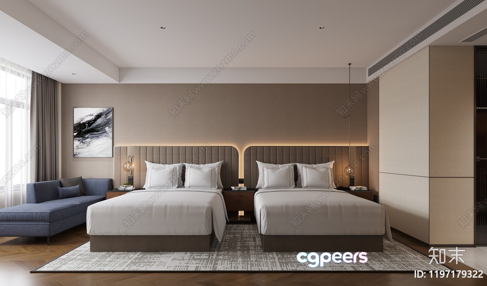 Modern Hotel Room 3D Model - 4753 - CORONA Render Modern Hotel Room 3D Model - 4753 - CORONA Render