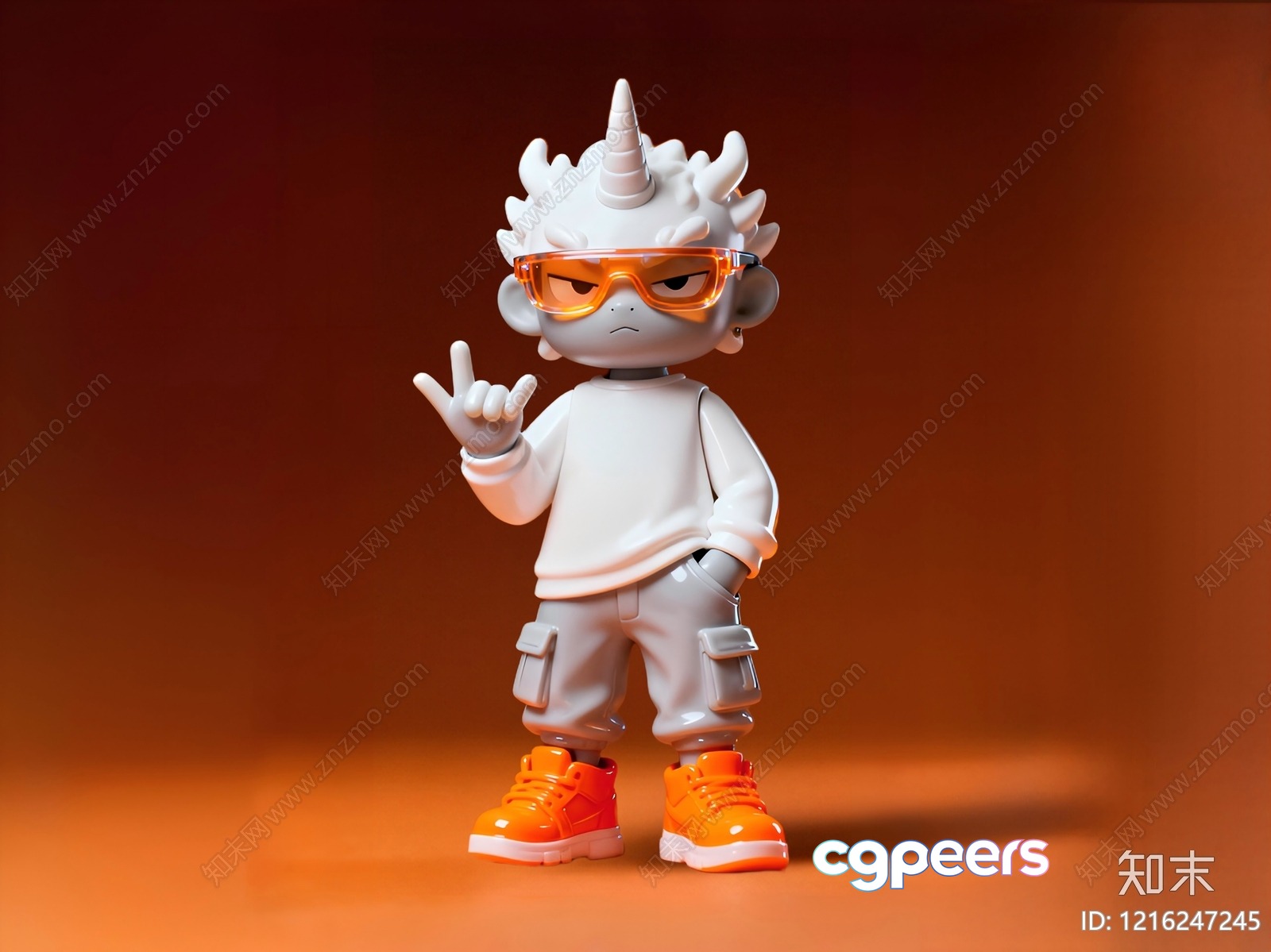A Cartoon Unicorn Figurine 3D Model - 14502 - VRAY Render