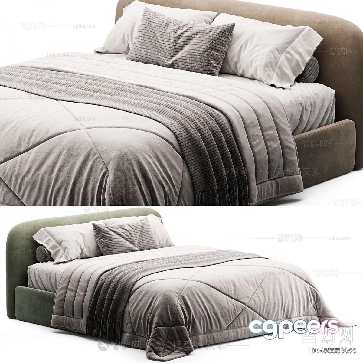 A Bed With A Headboard 3D Model - 15438 - VRAY Render