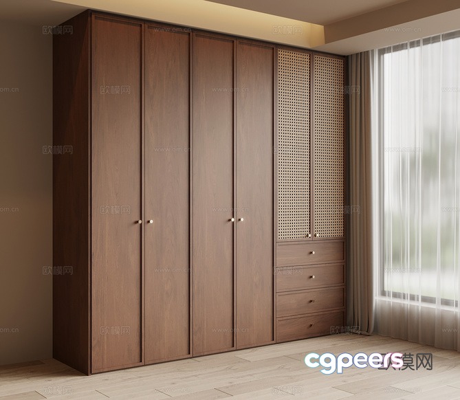 A Large Wooden Wardrobe 3D Model - 20067 - VRAY Render