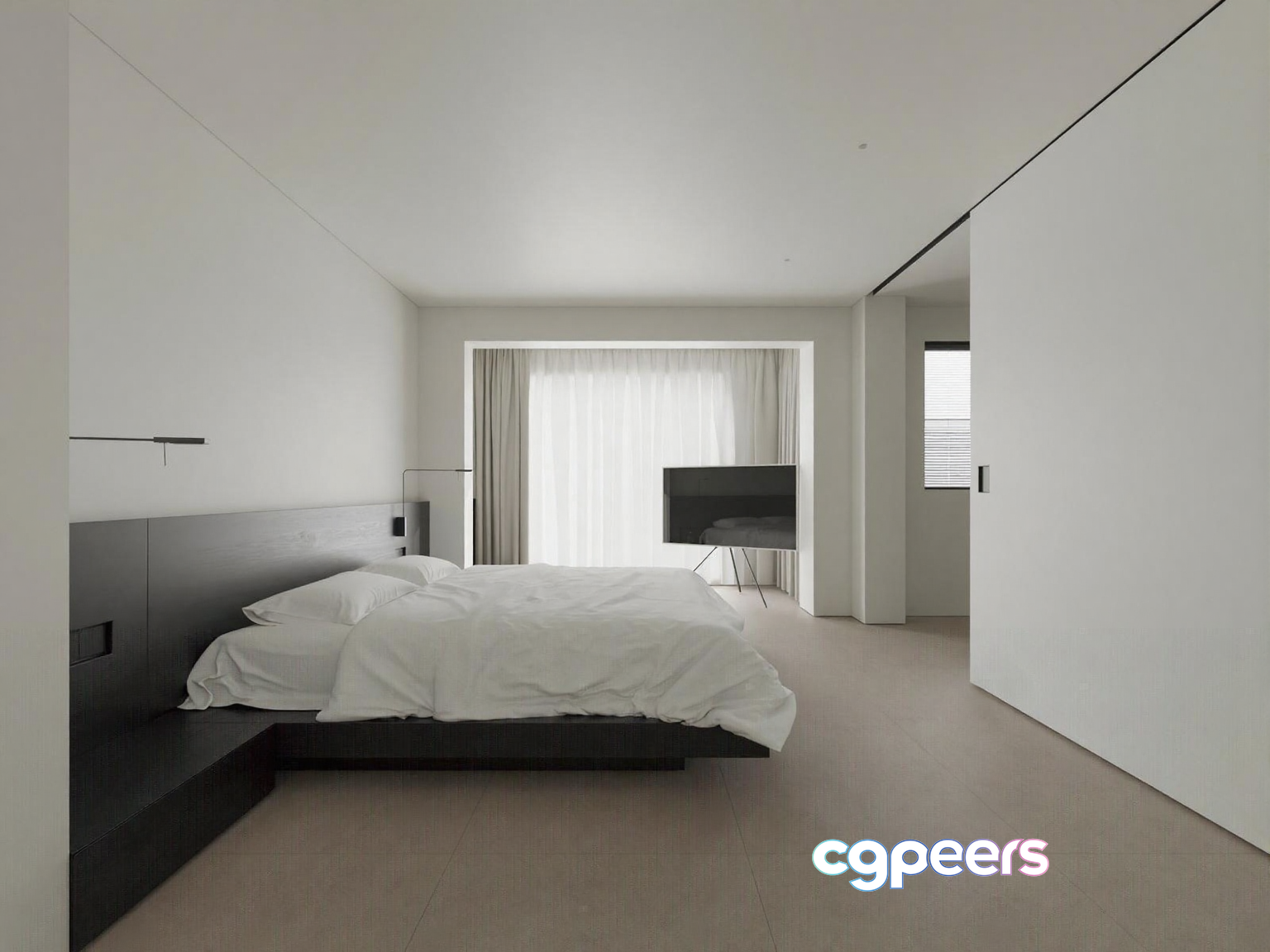 Modern Minimalist Bedroom 3D Model - 15078 - VRAY Render