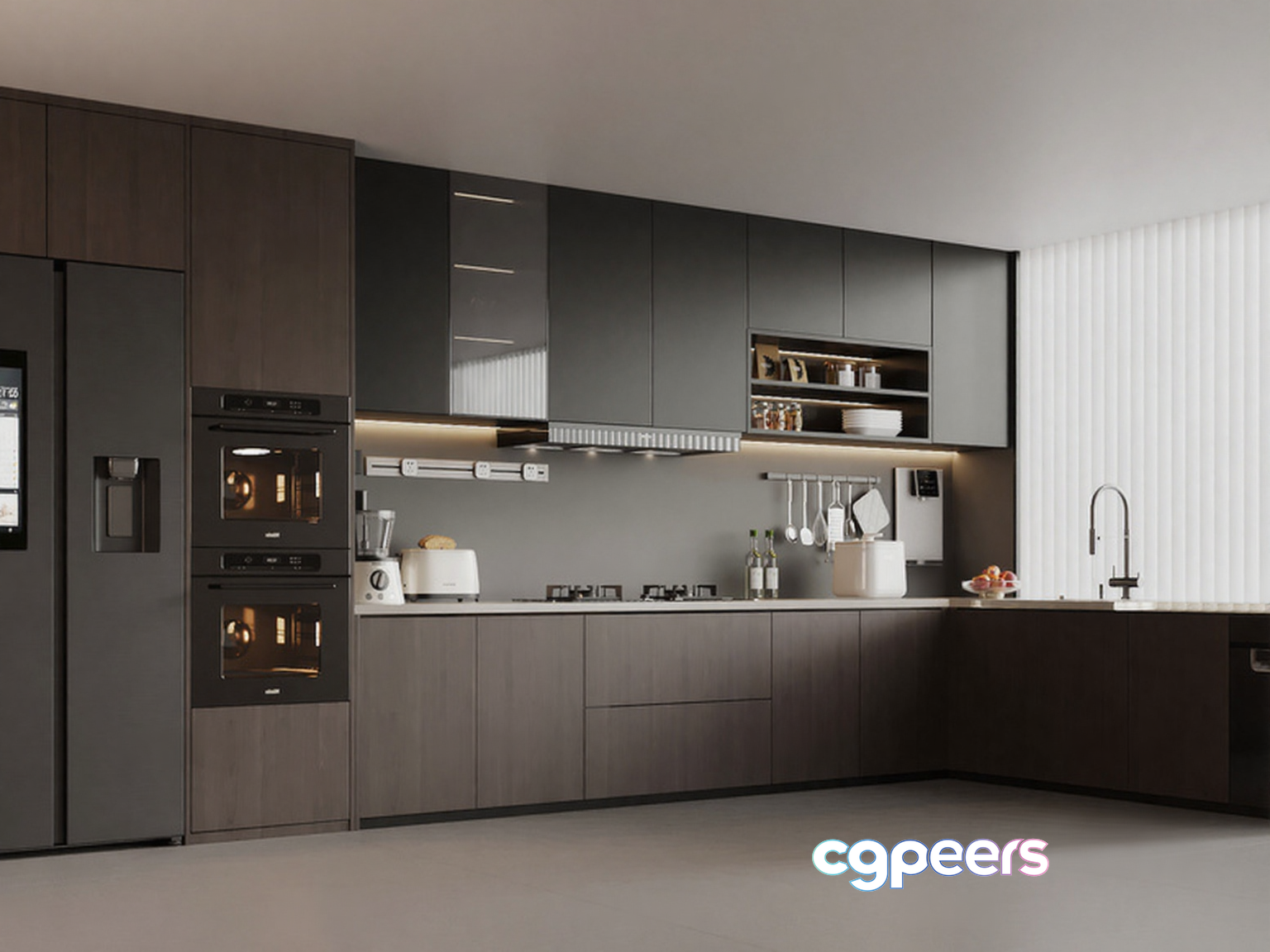 Modern Dark Kitchen 3D Model - 1483 - VRAY Render Modern Dark Kitchen 3D Model - 1483 - VRAY Render