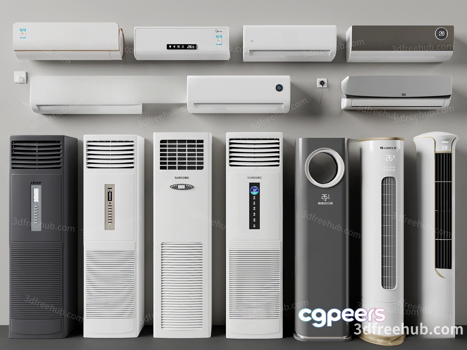 A Collection Of Air Conditioners 3D Model - 19592 - VRAY Render