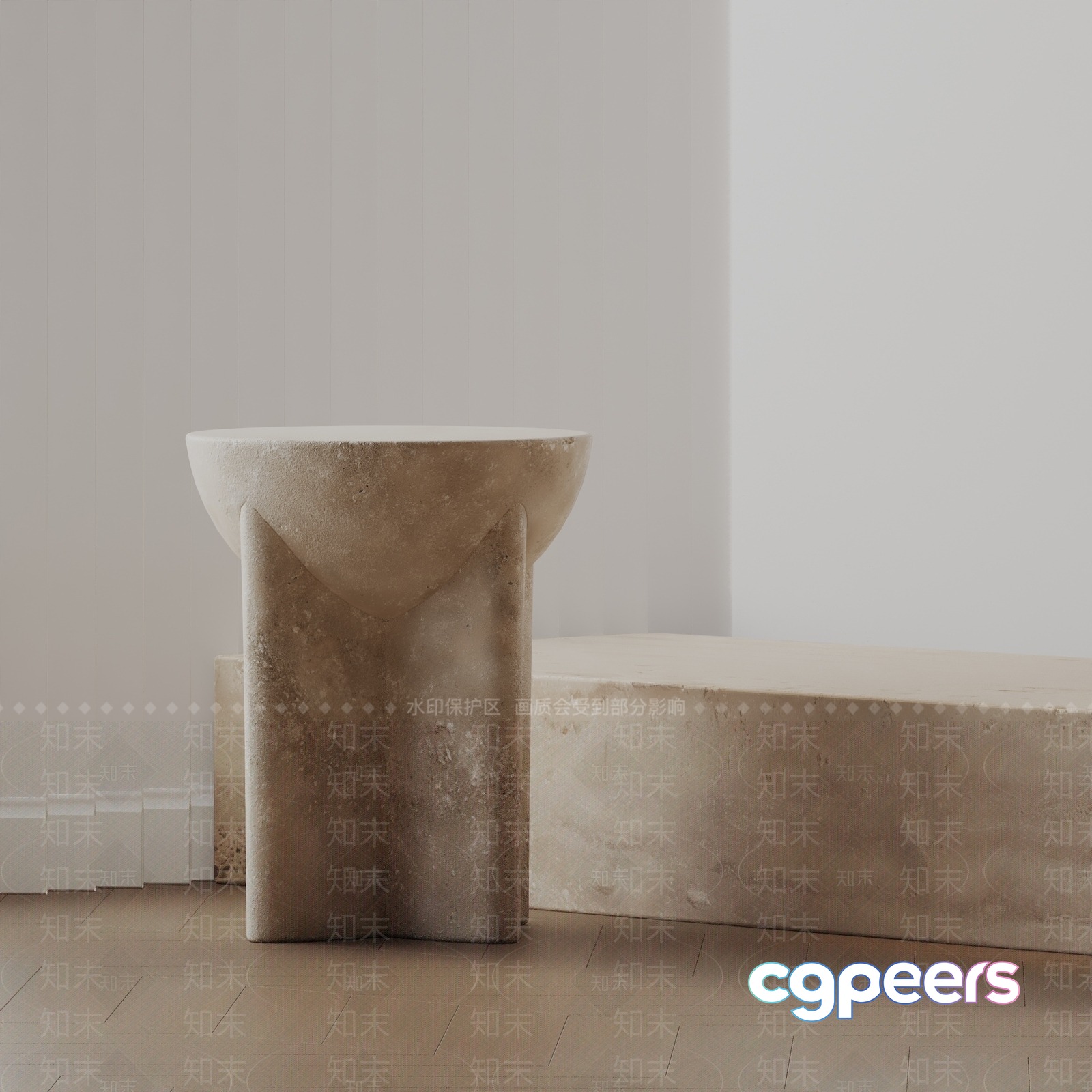 Simple Stone Stool 3D Model - 19814 - VRAY Render Simple Stone Stool 3D Model - 19814 - VRAY Render