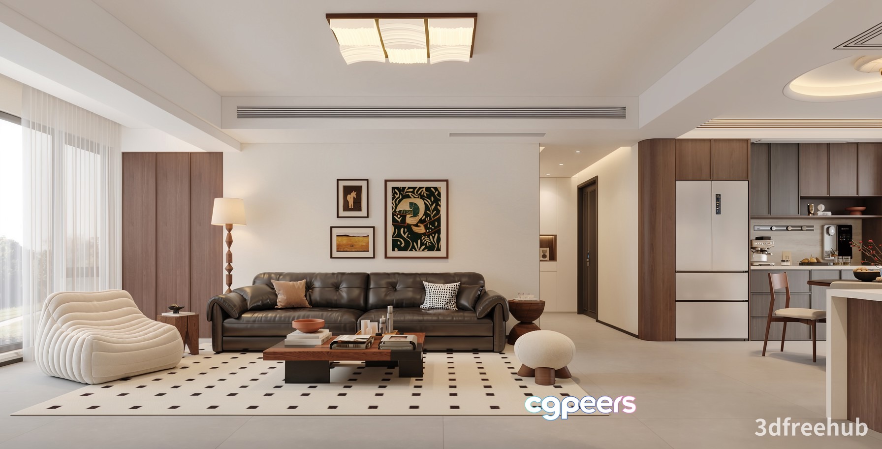 Modern Living Room 3D Model - 20498 - VRAY Render