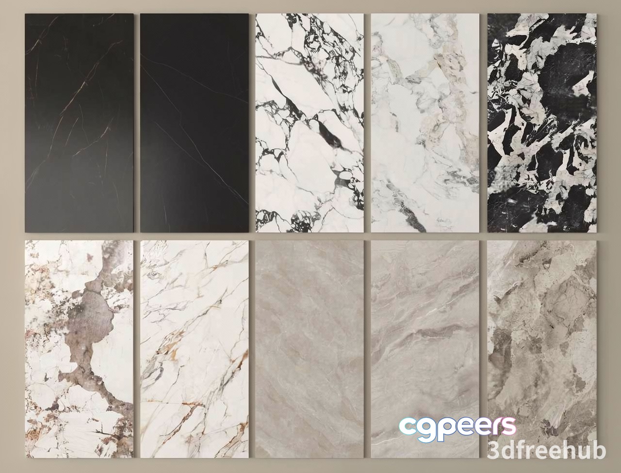 Marble-Like Patterns On Tiles 3D Model - 22975 - VRAY Render