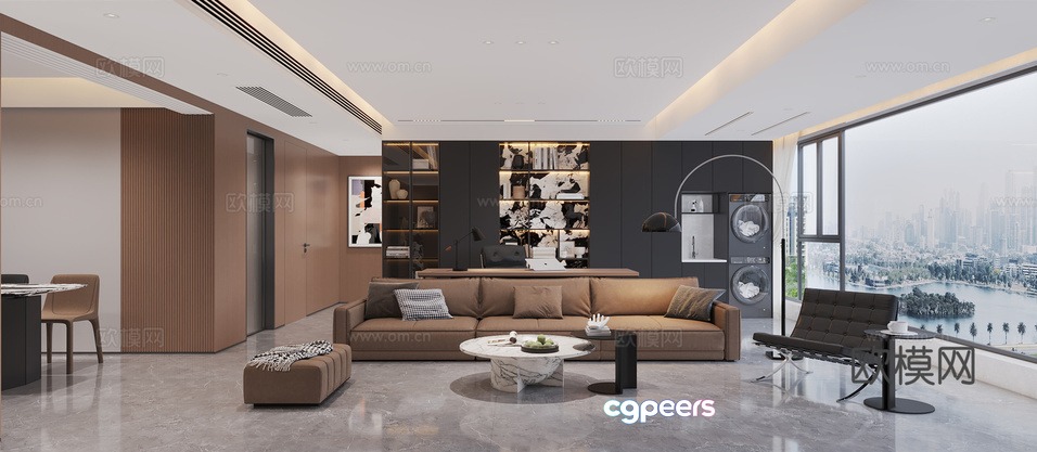 Modern Living Room 3D Model - 12015 - CORONA Render