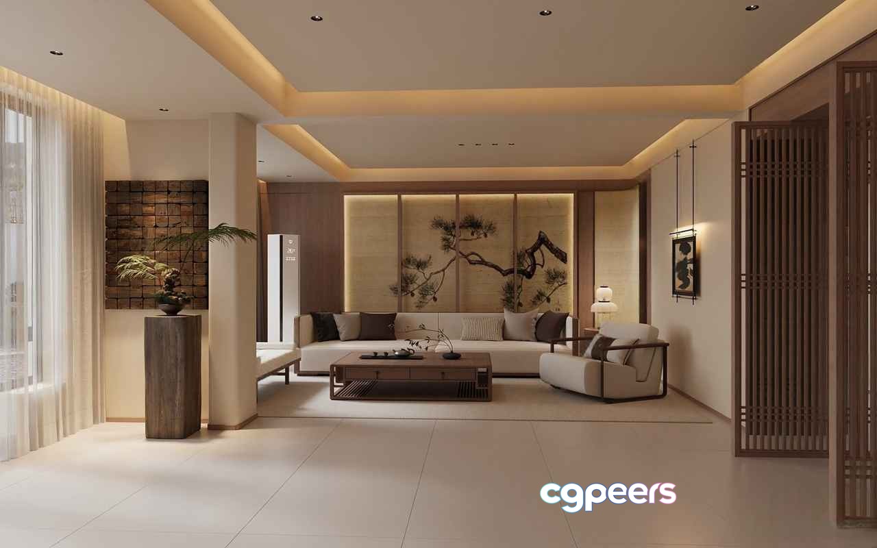 Modern Living Room 3D Model - 13394 - VRAY Render
