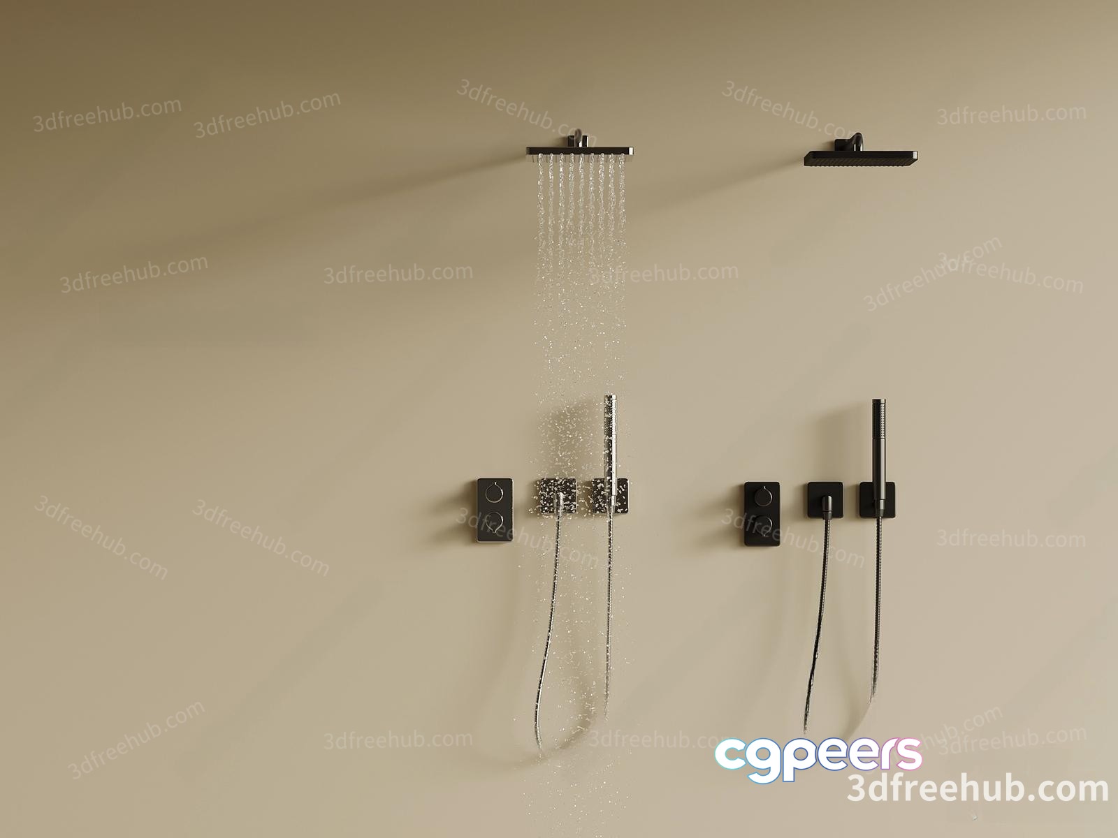 Modern Wall-Mounted Shower System 3D Model - 18741 - VRAY Render