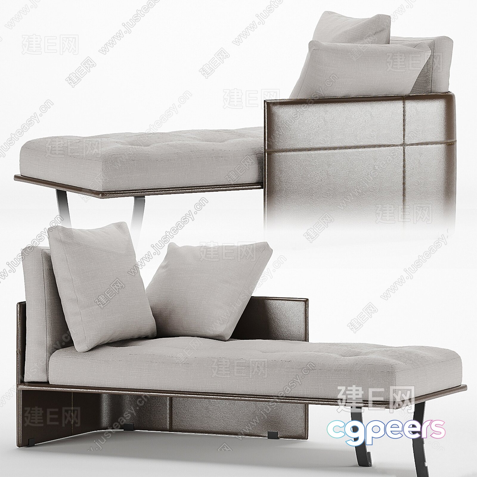 Modern Grey Couch 3D Model - 13910 - VRAY Render