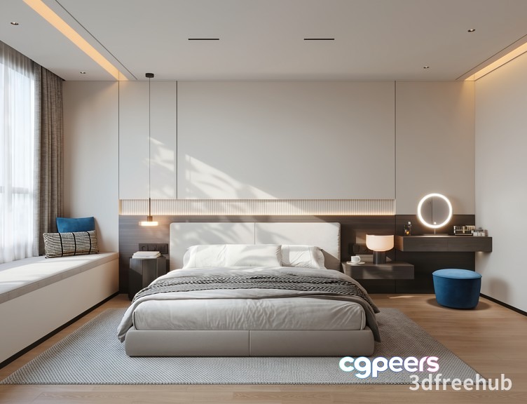 Modern Minimalist Bedroom 3D Model - 20171 - VRAY Render
