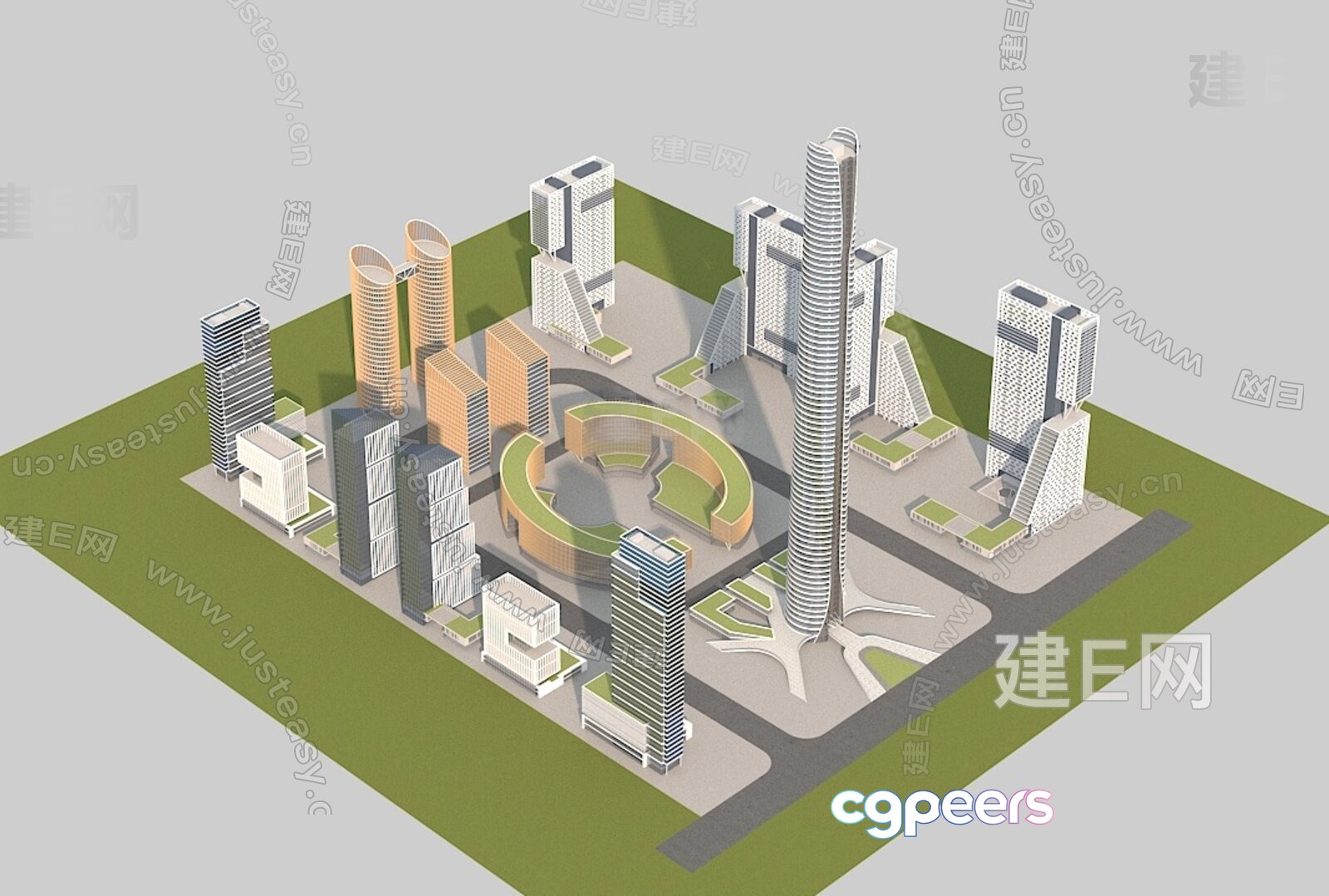 3D Cityscape With Tall Buildings 3D Model - 5127 - VRAY Render 3D Cityscape With Tall Buildings 3D Model - 5127 - VRAY Render