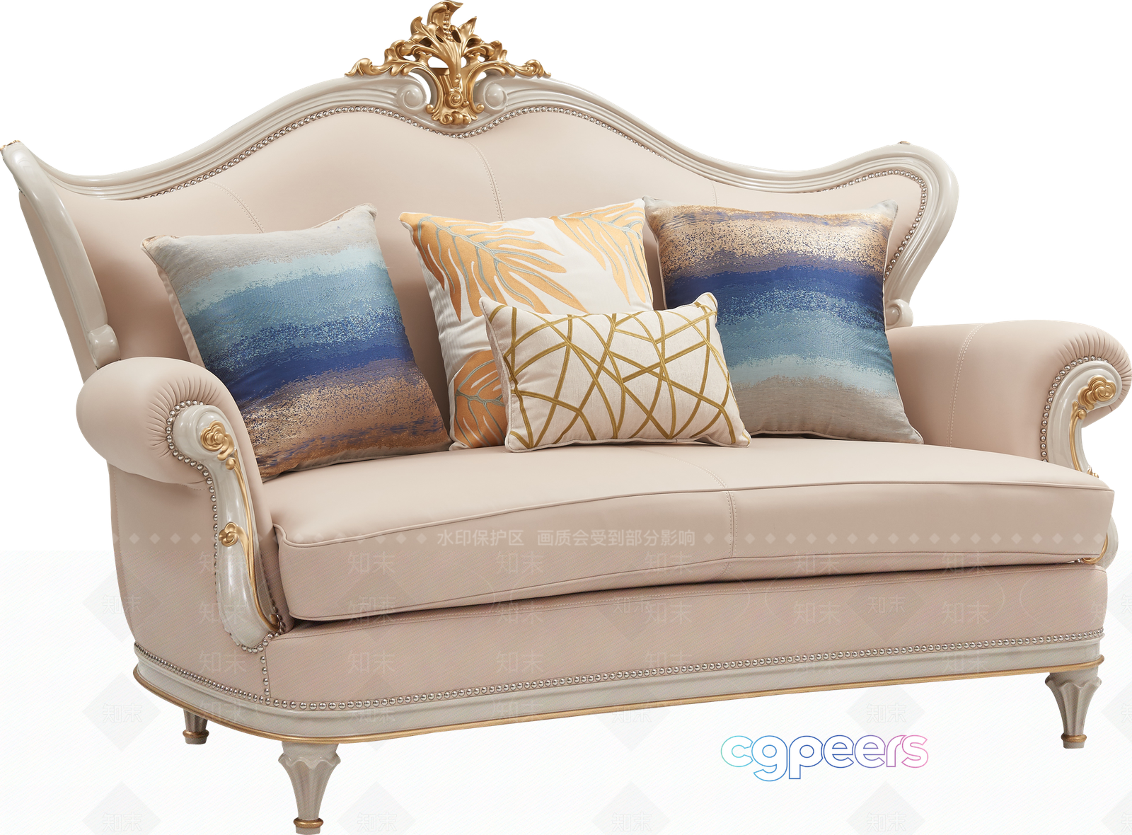 Classic Beige Sofa 3D Model - 2745 - VRAY Render