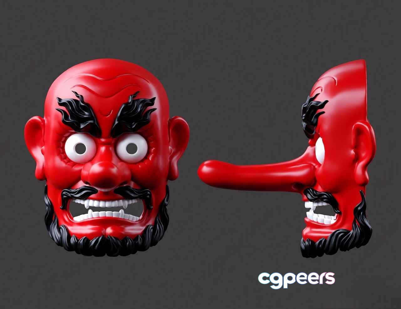 Red Plastic Devil Mask 3D Model - 1153 - CORONA Render