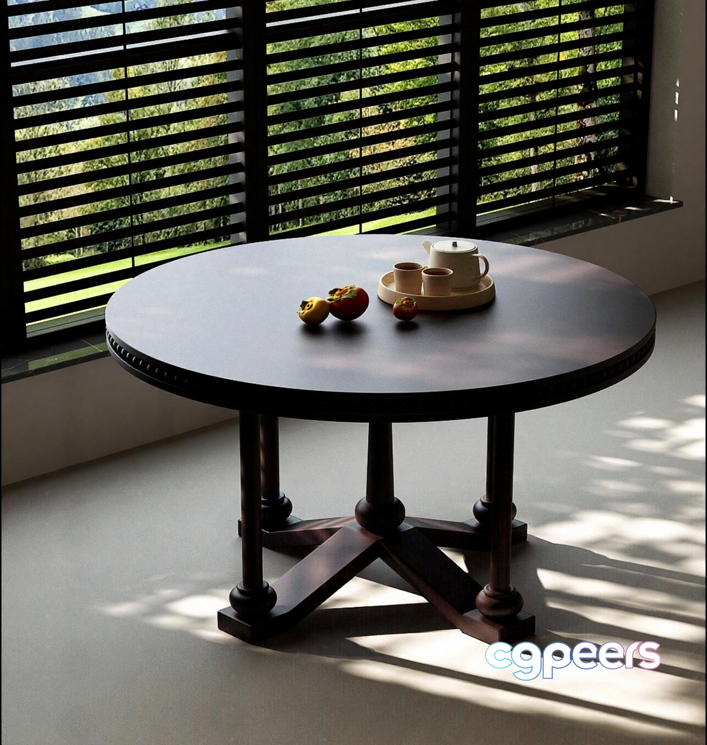 Round Wooden Table 3D Model - 9649 - VRAY Render Round Wooden Table 3D Model - 9649 - VRAY Render