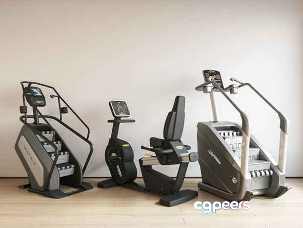 Three Gym Machines 3D Model - 13240 - VRAY Render
