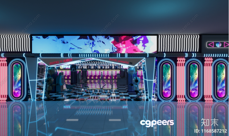 A Futuristic-Looking Arcade 3D Model - 10704 - CORONA Render