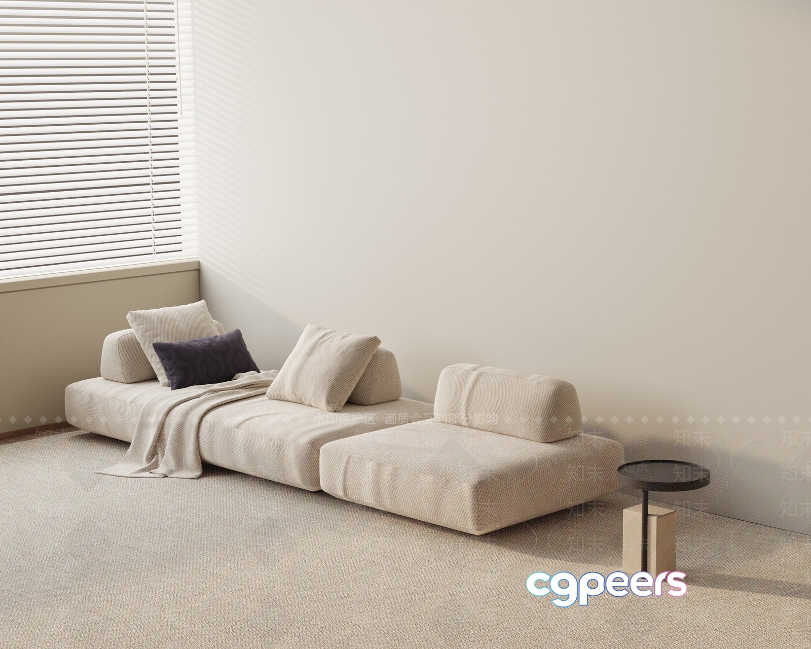 Modern Beige Couch 3D Model - 19556 - VRAY Render Modern Beige Couch 3D Model - 19556 - VRAY Render