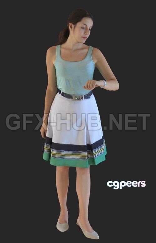 3D Game Assets - Casual Woman Looking at her Watch Scanned 3d model 3D Game Assets - Casual Woman Looking at her Watch Scanned 3d model