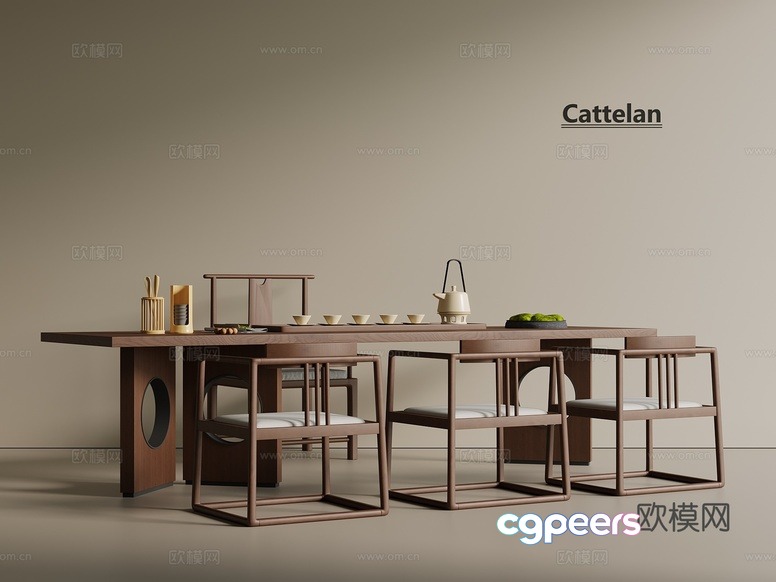A Dining Room With A Table And Chairs 3D Model - 3712 - VRAY Render