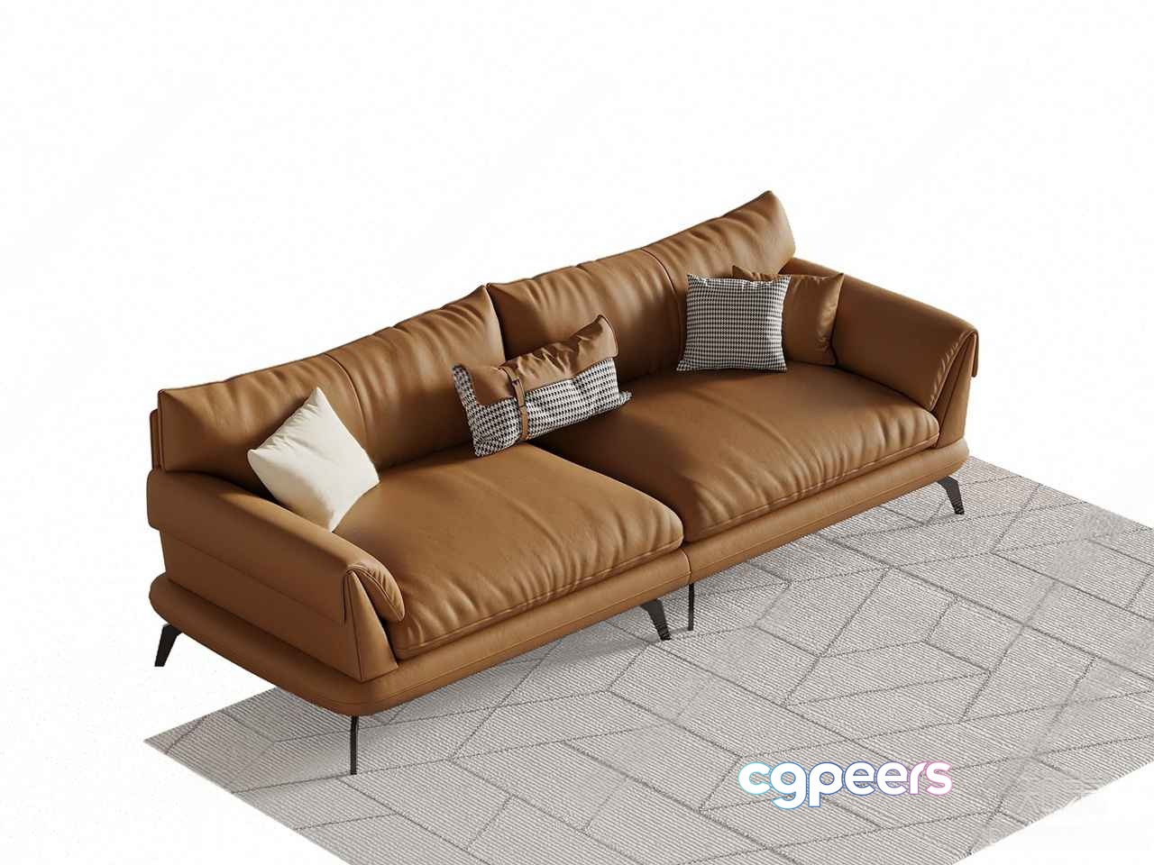Brown Leather Sofa 3D Model - 3533 - VRAY Render Brown Leather Sofa 3D Model - 3533 - VRAY Render
