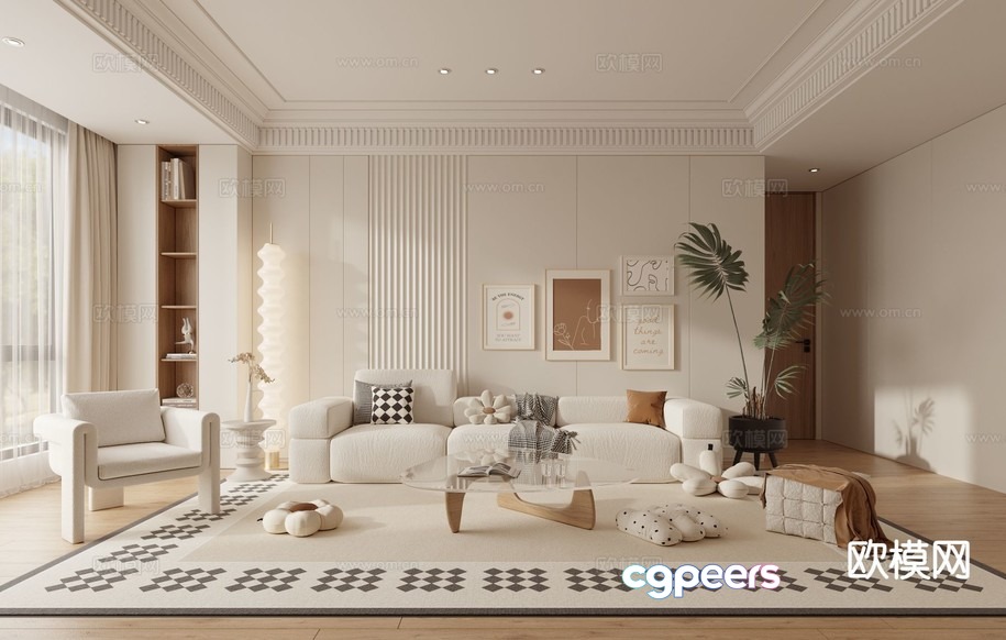 Modern Living Room 3D Model - 2672 - VRAY Render Modern Living Room 3D Model - 2672 - VRAY Render