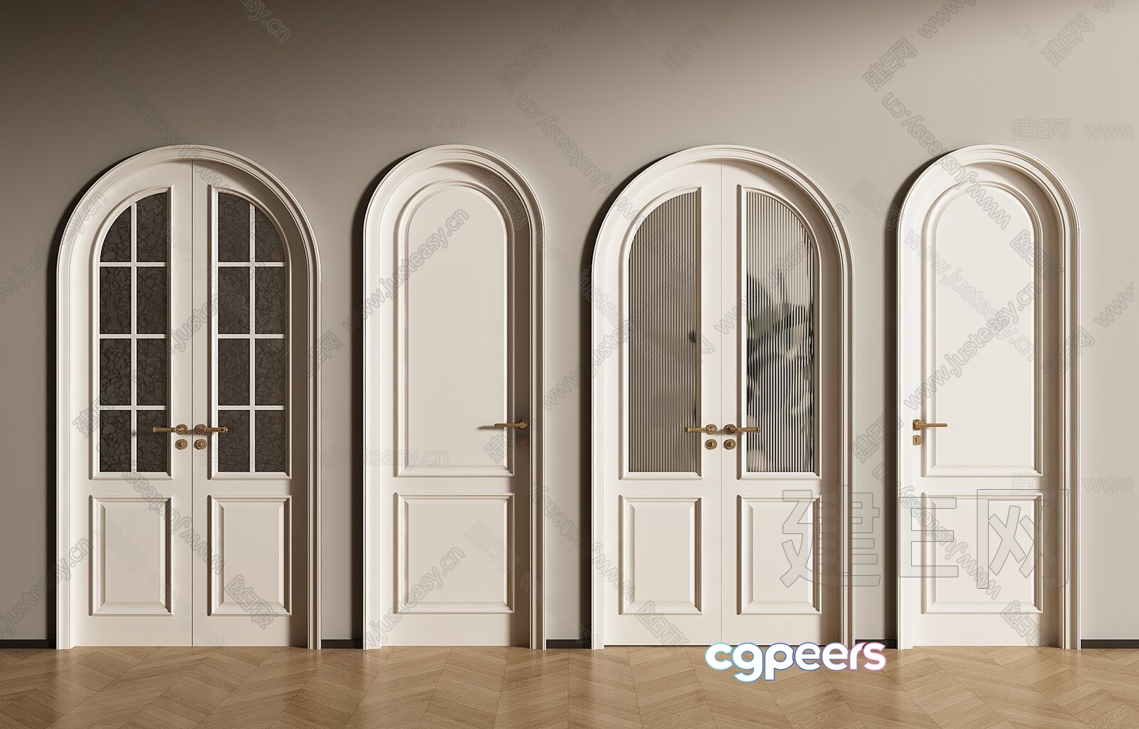 Four White Doors 3D Model - 21731 - VRAY Render