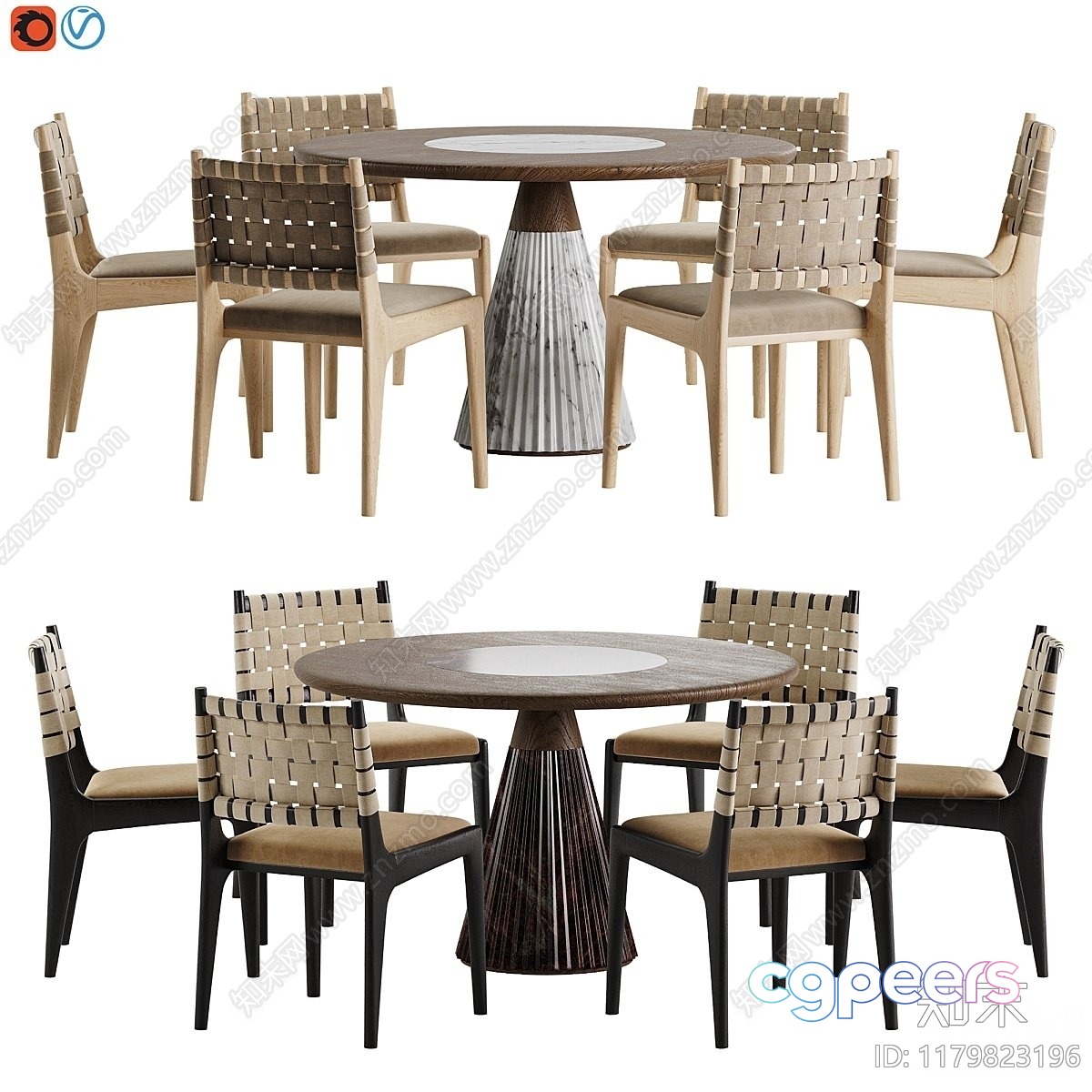 Wooden Dining Table And Chairs 3D Model - 12940 - VRAY Render