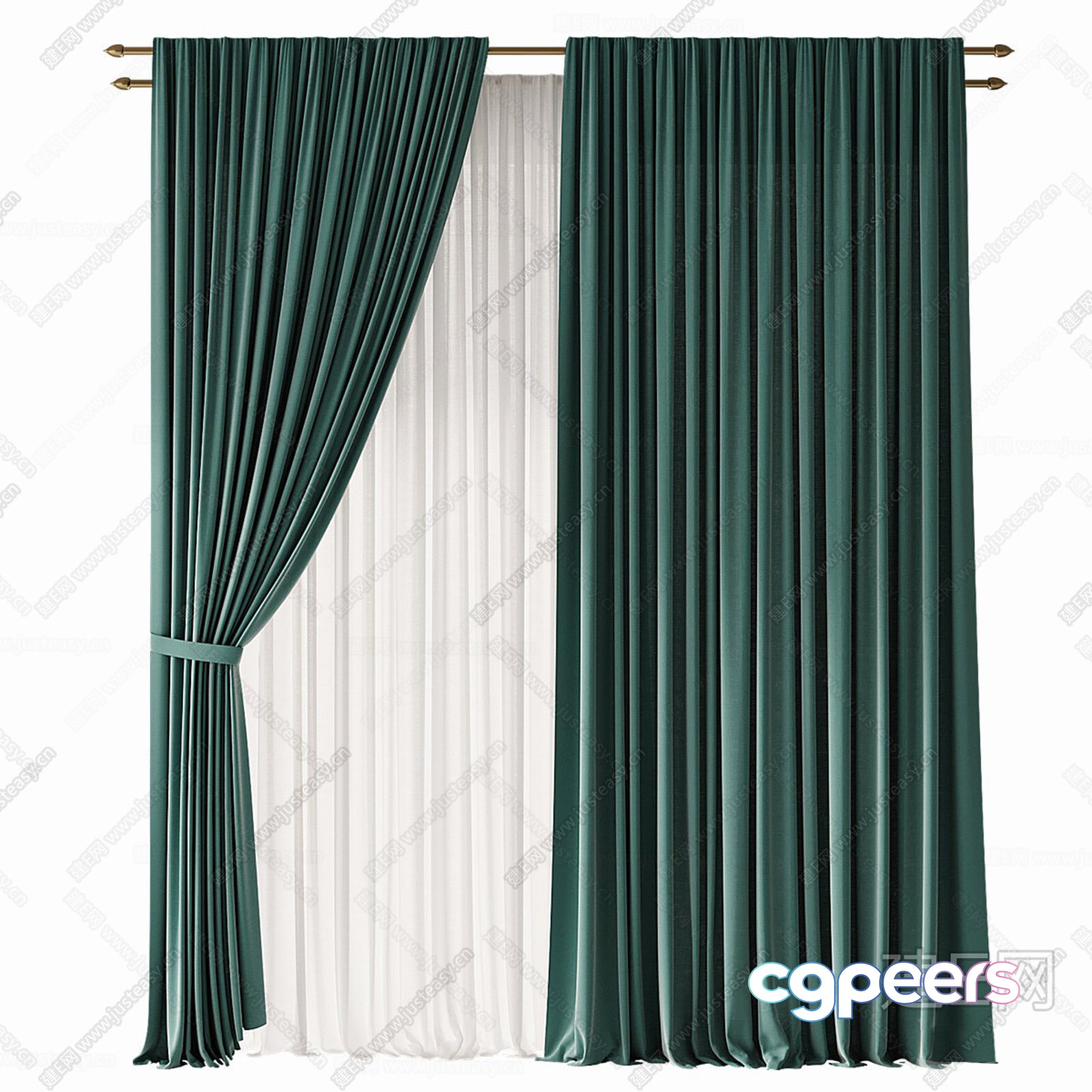 The Main Subject Is A Curtain And It Is Green 3D Model - 10700 - CORONA Render