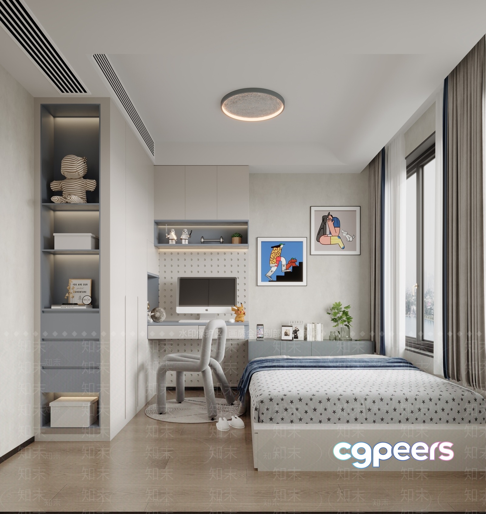 Modern Minimalist Bedroom 3D Model - 594 - VRAY Render Modern Minimalist Bedroom 3D Model - 594 - VRAY Render