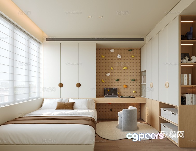 Modern Minimalist Bedroom 3D Model - 16471 - CORONA Render