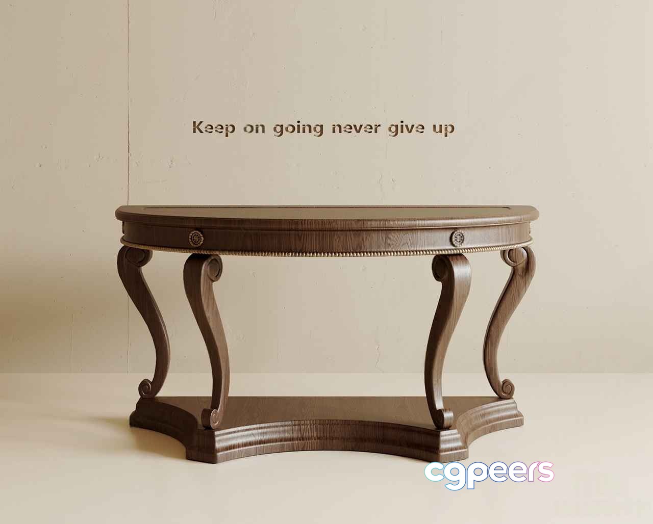 A Table With Curved Legs 3D Model - 9076 - VRAY Render