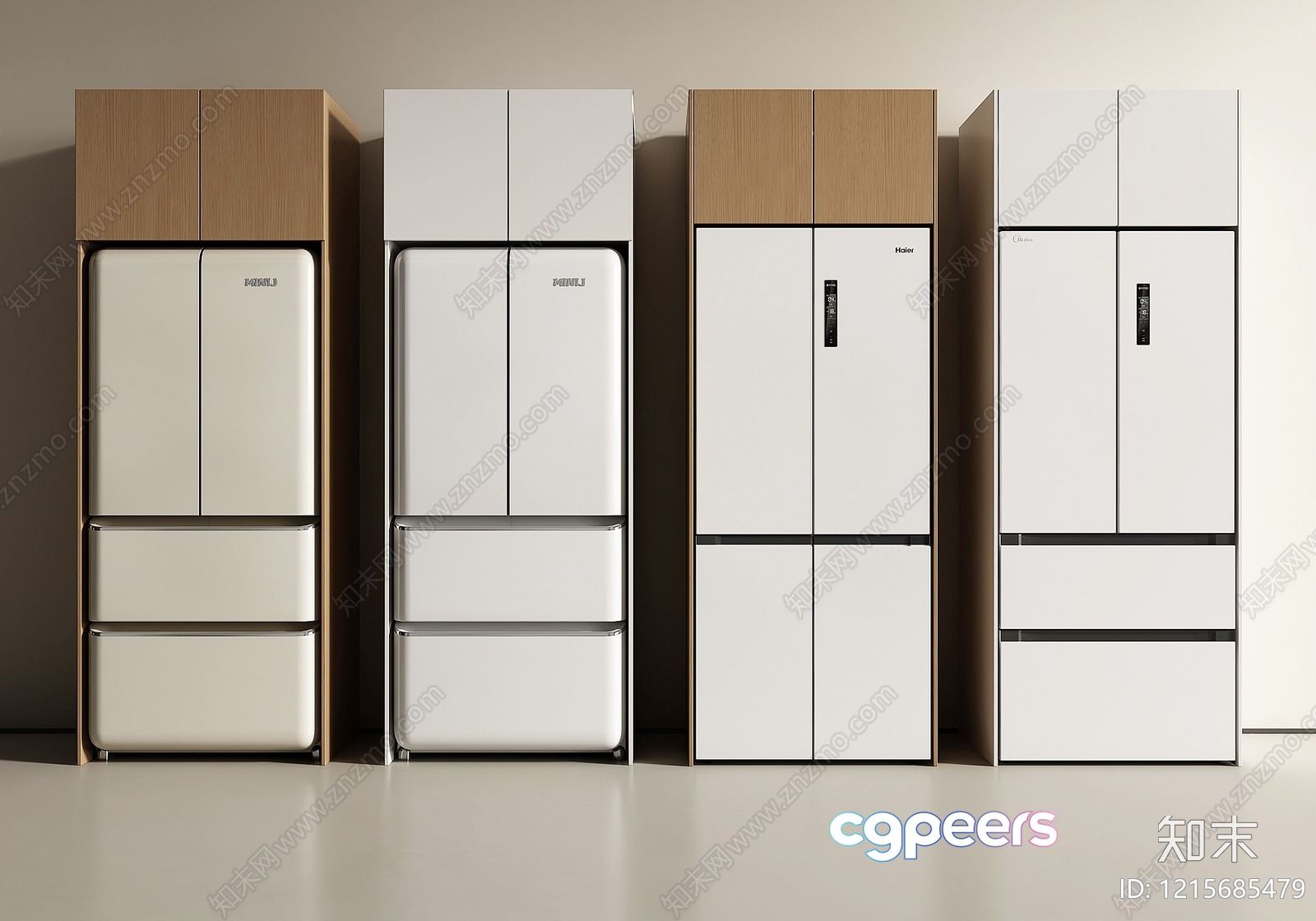 Modern White Refrigerators 3D Model - 15517 - VRAY Render Modern White Refrigerators 3D Model - 15517 - VRAY Render