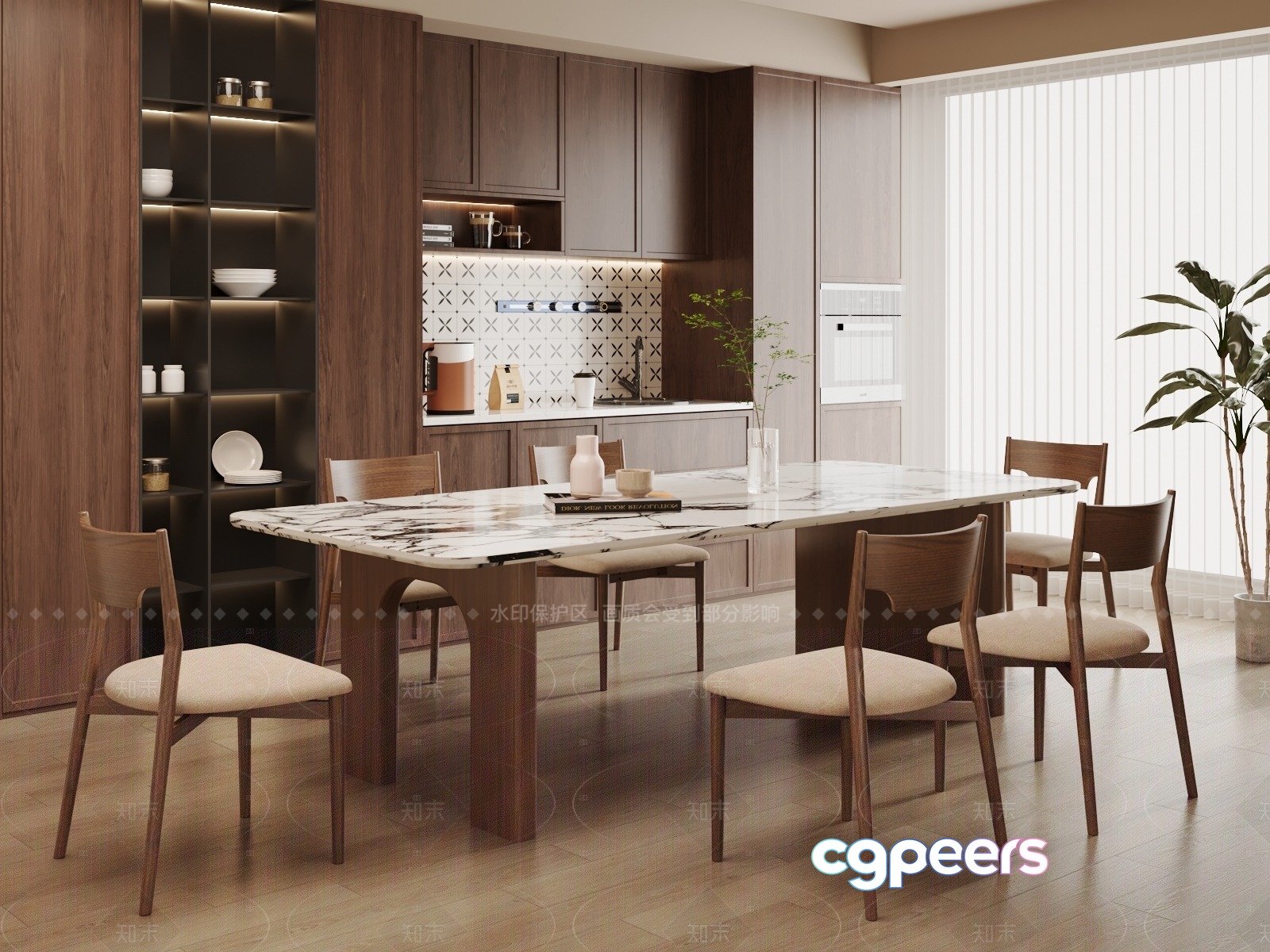 Modern Dining Room 3D Model - 10484 - VRAY Render