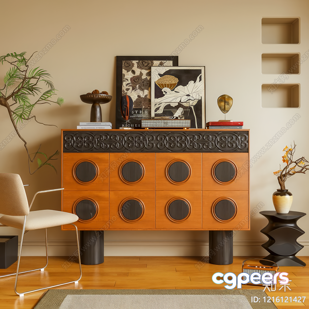 Mid-Century Modern Dresser 3D Model - 15265 - VRAY Render