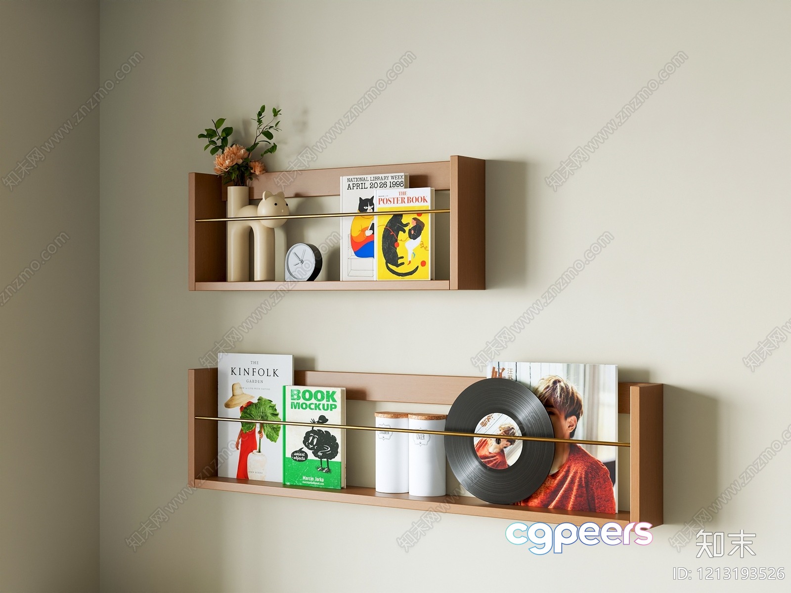 Minimalist Wooden Shelves 3D Model - 20461 - VRAY Render Minimalist Wooden Shelves 3D Model - 20461 - VRAY Render