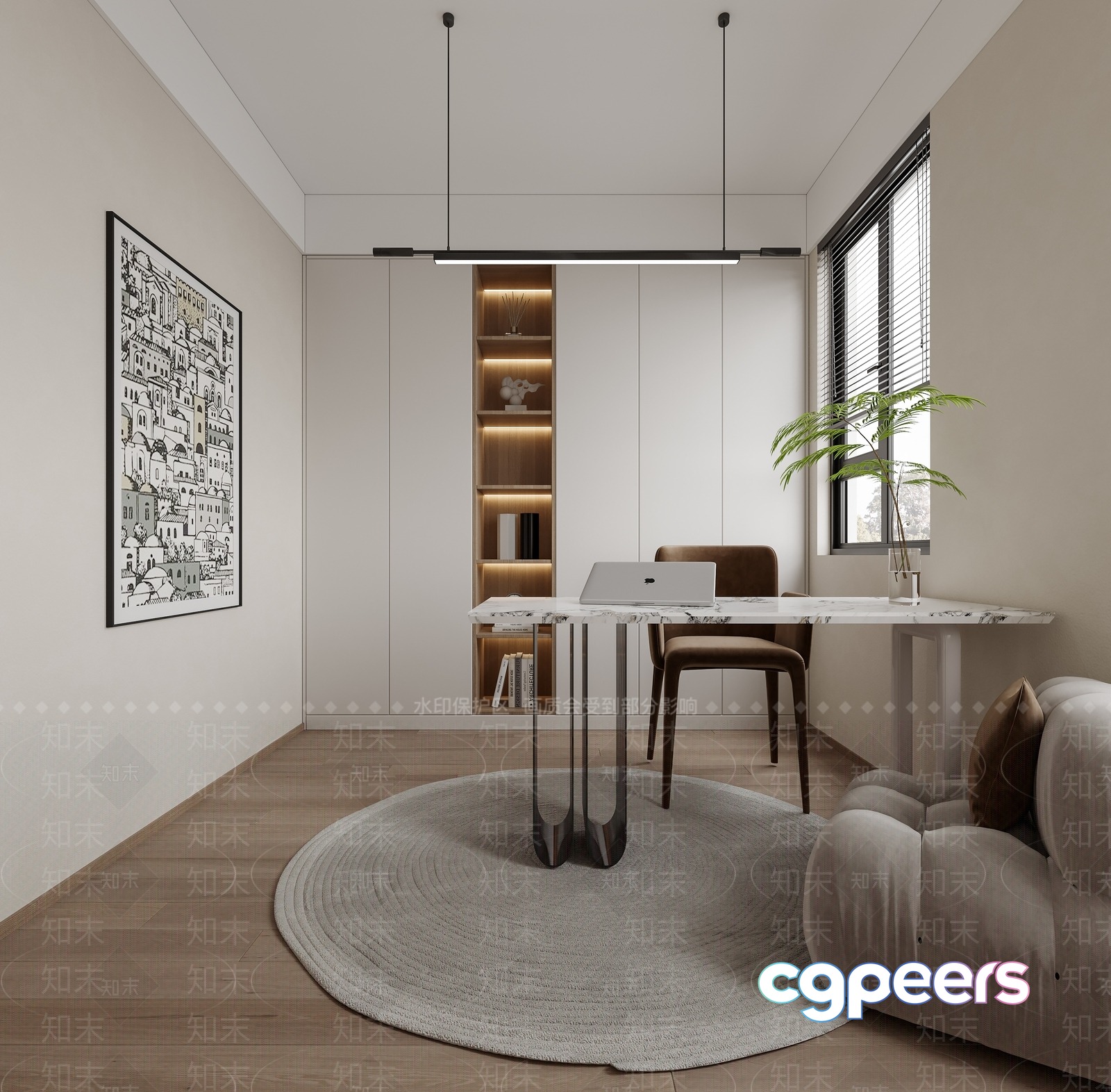 Modern Minimalist Office 3D Model - 13353 - VRAY Render