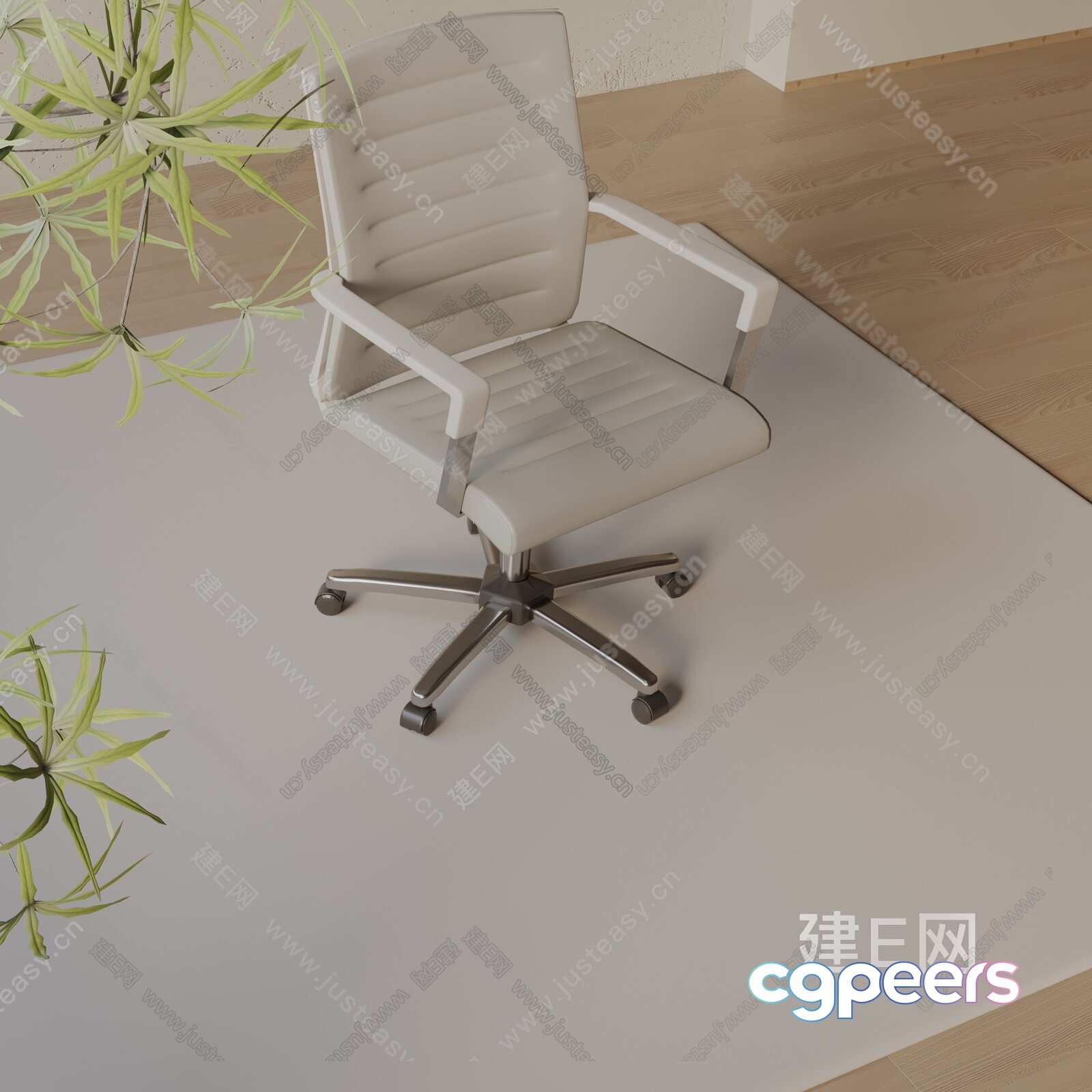 A White Office Chair 3D Model - 14953 - VRAY Render A White Office Chair 3D Model - 14953 - VRAY Render