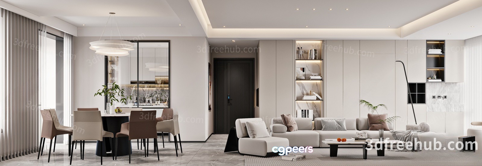Modern Living Room 3D Model - 21509 - VRAY Render