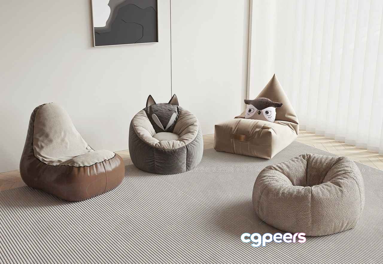 Modern Bean Bag Chairs 3D Model - 4383 - VRAY Render Modern Bean Bag Chairs 3D Model - 4383 - VRAY Render