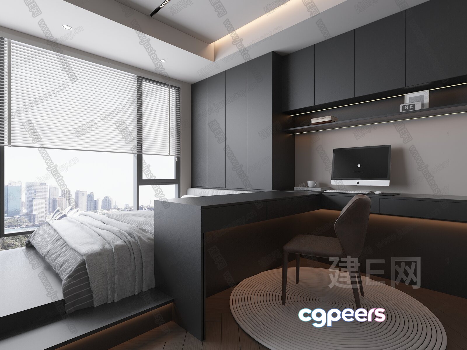 Modern Urban Bedroom 3D Model - 20698 - VRAY Render Modern Urban Bedroom 3D Model - 20698 - VRAY Render