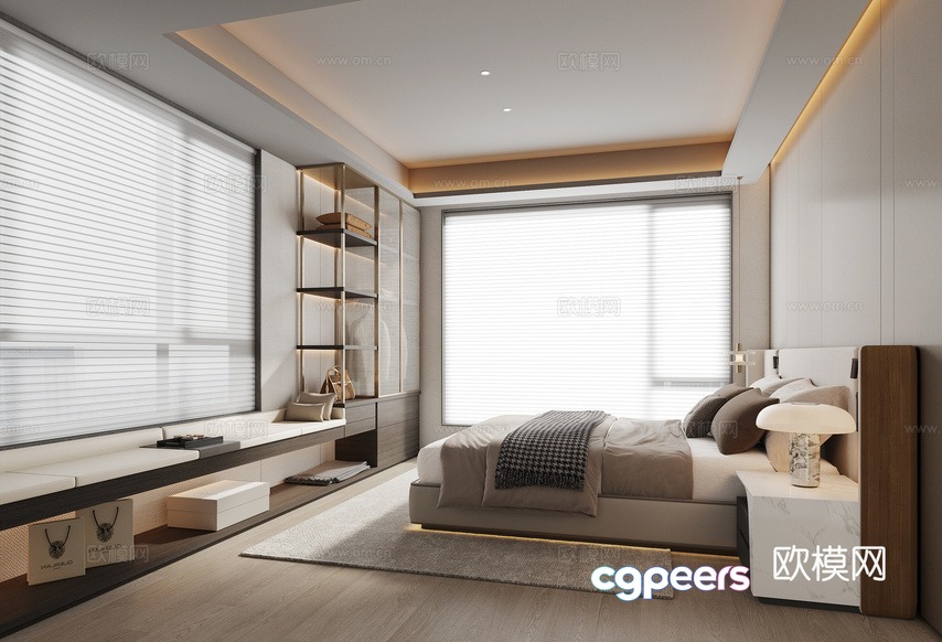 Modern Bedroom Design 3D Model - 9406 - VRAY Render