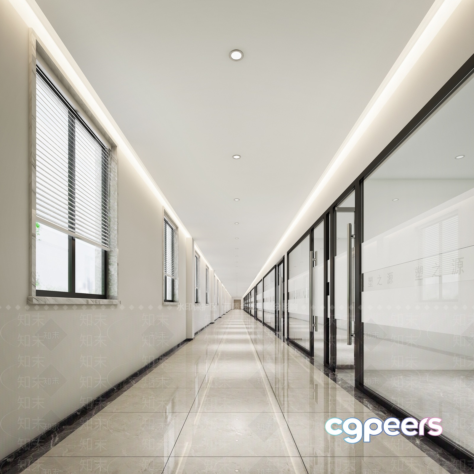 Long White Hallway 3D Model - 22812 - VRAY Render Long White Hallway 3D Model - 22812 - VRAY Render