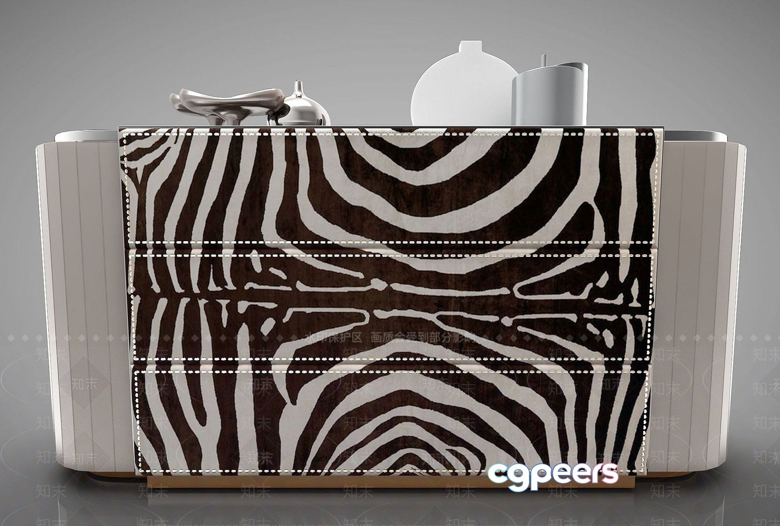 A Zebra-Print Dresser 3D Model - 16610 - VRAY Render