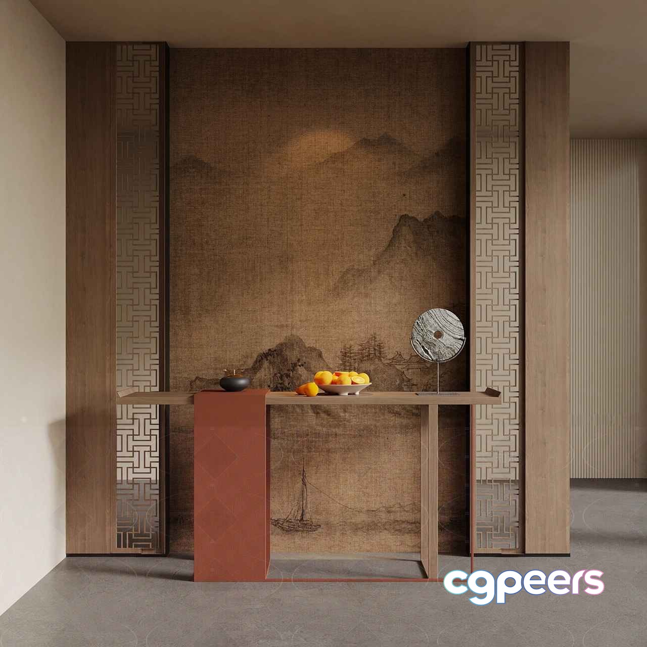 A Console Table With A Unique Design 3D Model - 10918 - VRAY Render