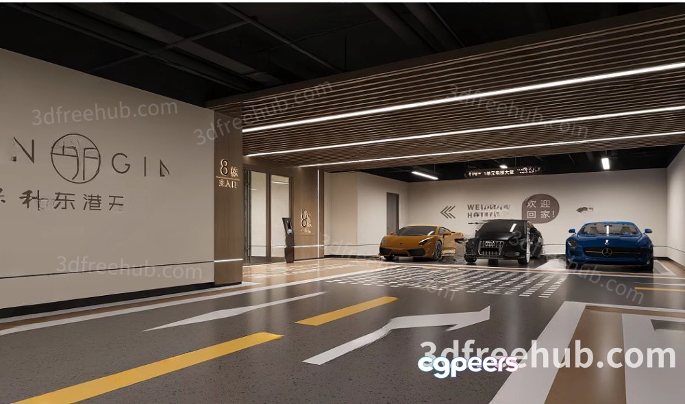 Modern Car Garage 3D Model - 22916 - VRAY Render