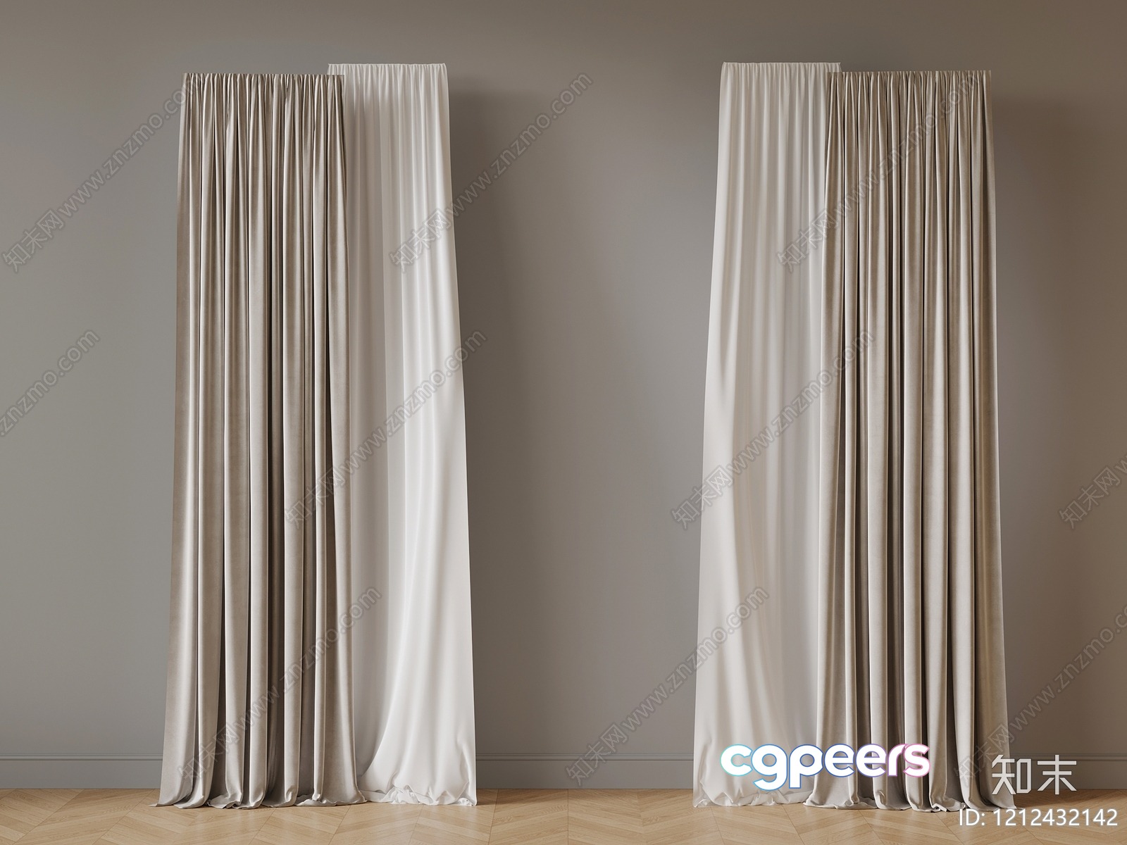 White Curtains 3D Model - 5835 - VRAY Render