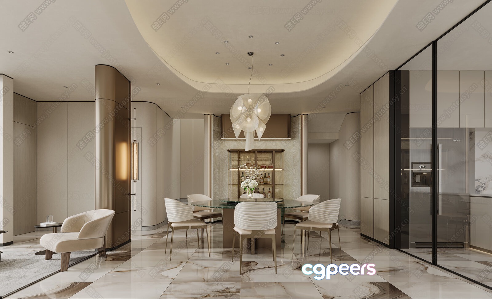 Modern Dining Room 3D Model - 5923 - CORONA Render